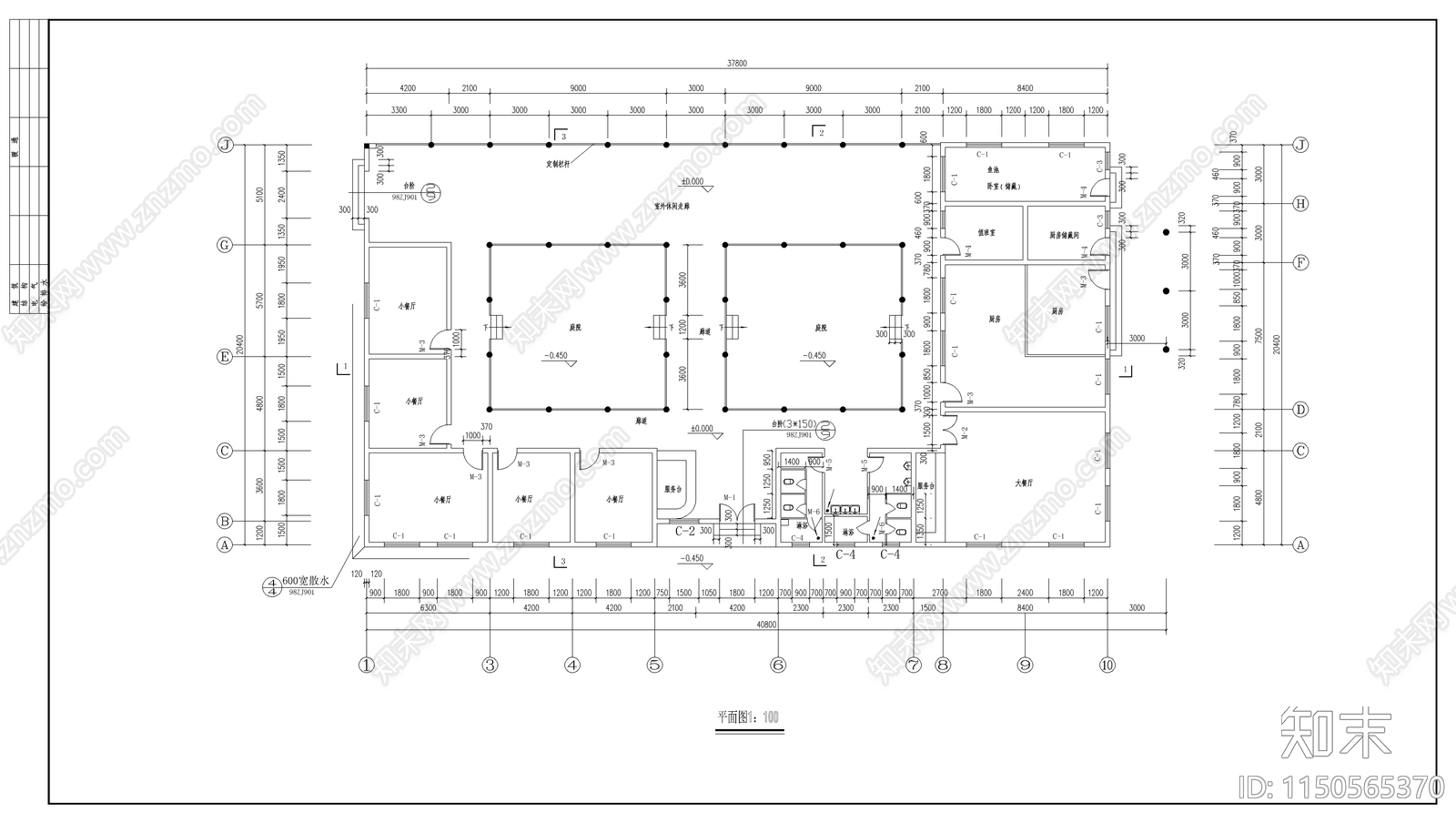 徽派建筑之农家饭庄建筑cad施工图下载【ID:1150565370】