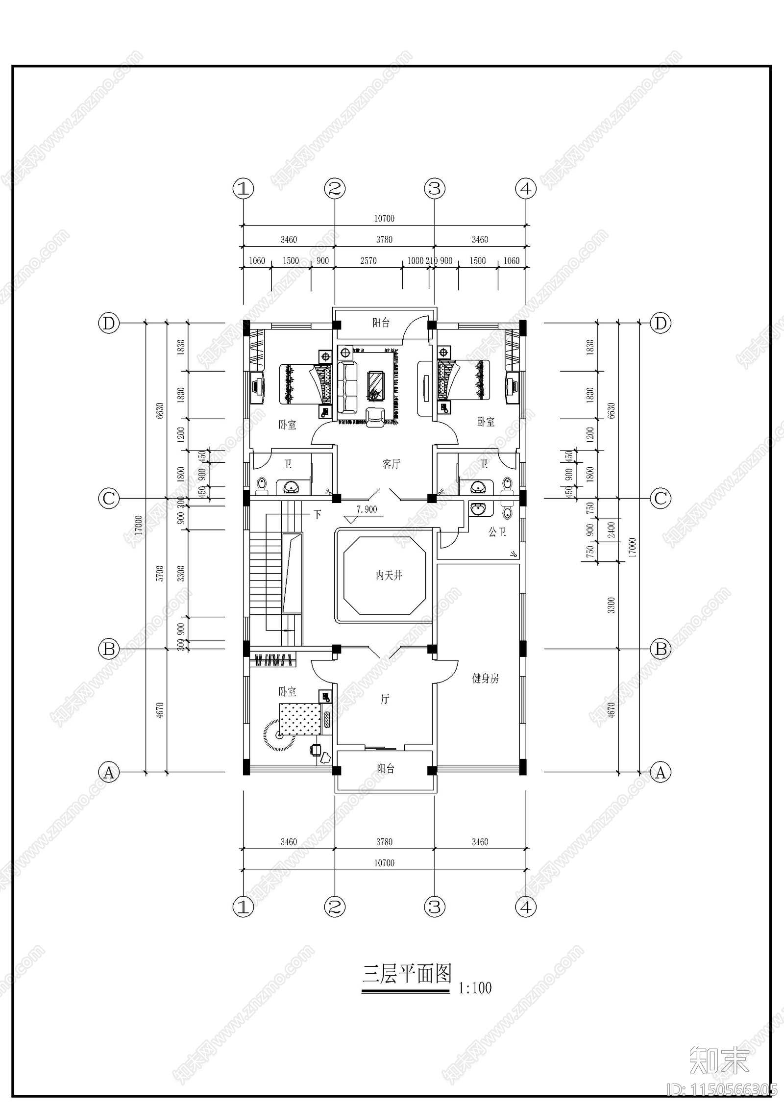徽派民居自建房建筑cad施工图下载【ID:1150566305】