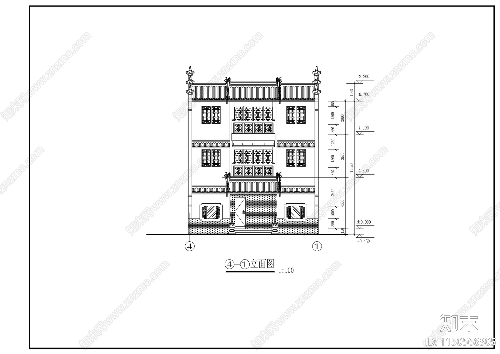 徽派民居自建房建筑cad施工图下载【ID:1150566305】