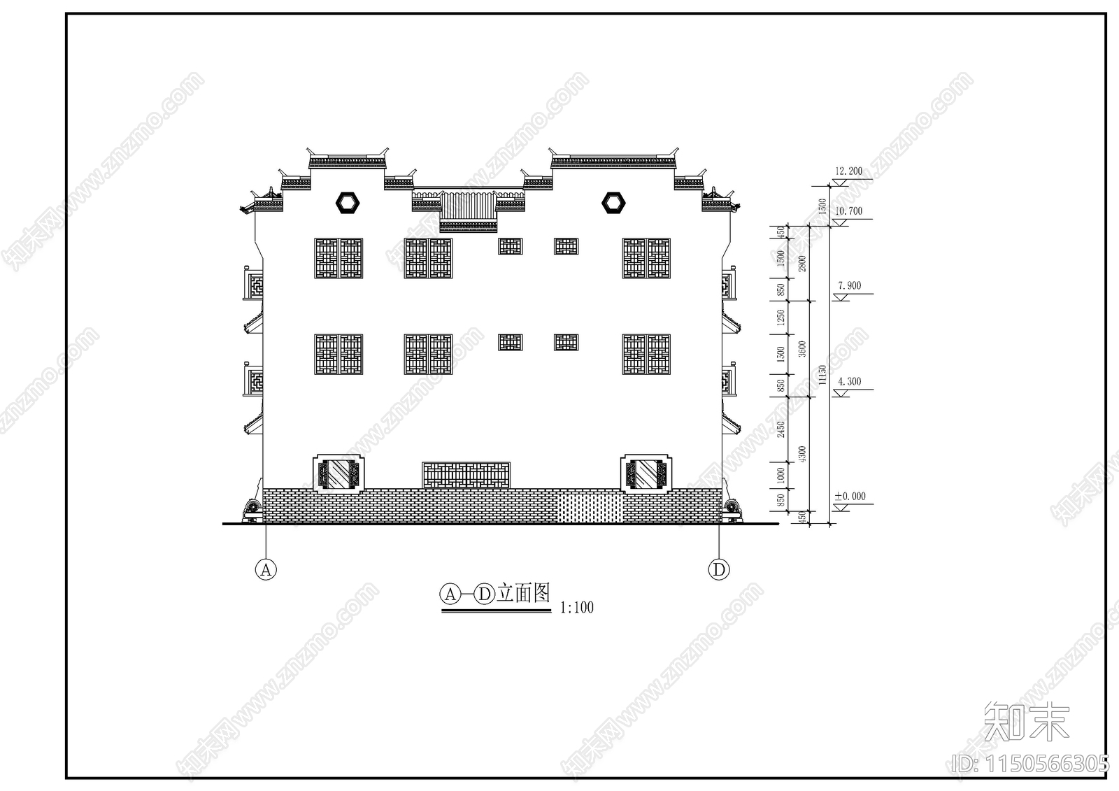 徽派民居自建房建筑施工图下载【ID:1150566305】