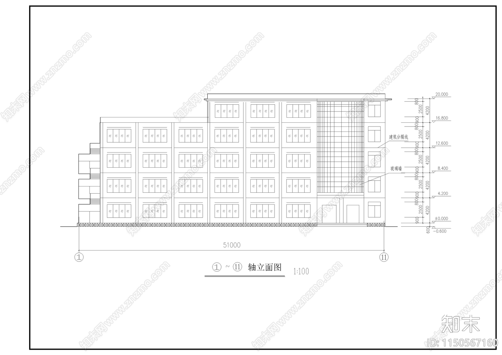 教学楼建筑cad施工图下载【ID:1150567160】