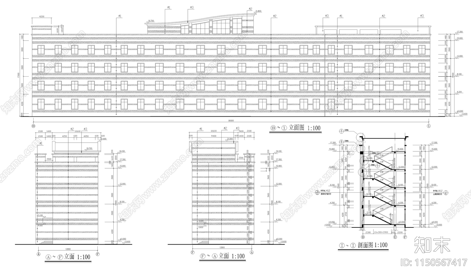 教学楼建筑cad施工图下载【ID:1150567417】