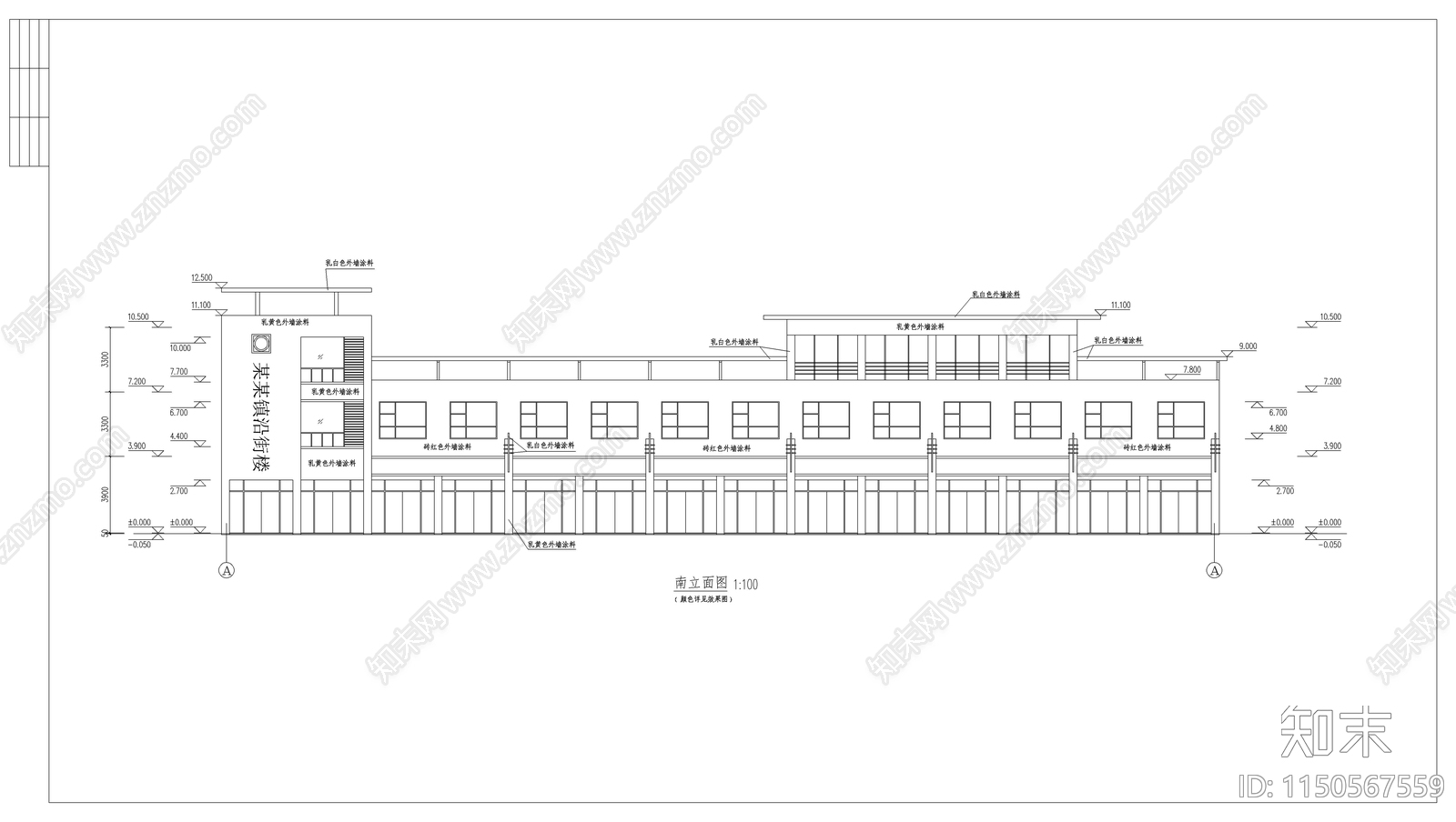 徽派沿街楼建筑cad施工图下载【ID:1150567559】