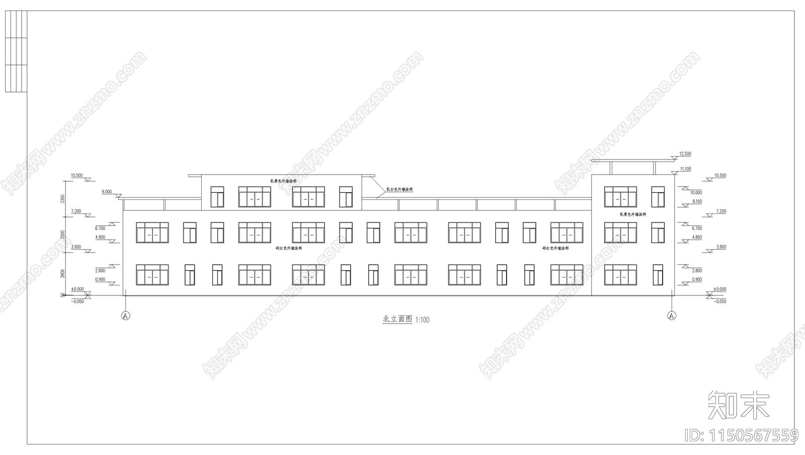 徽派沿街楼建筑cad施工图下载【ID:1150567559】