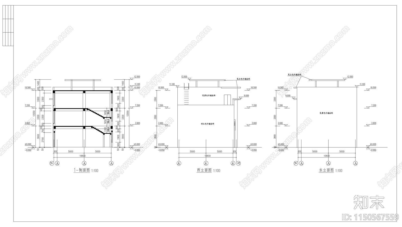 徽派沿街楼建筑cad施工图下载【ID:1150567559】