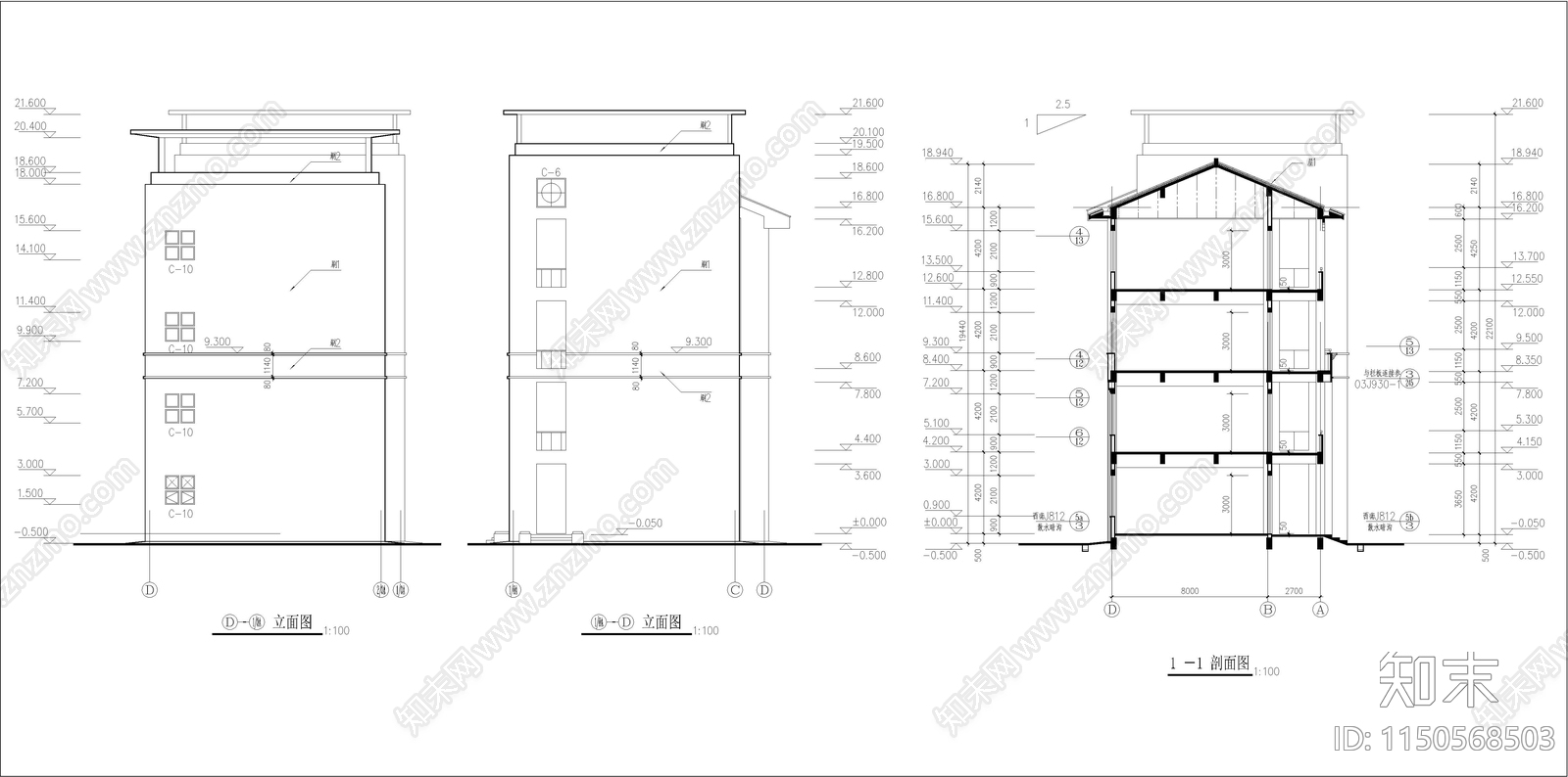 教学楼建筑cad施工图下载【ID:1150568503】