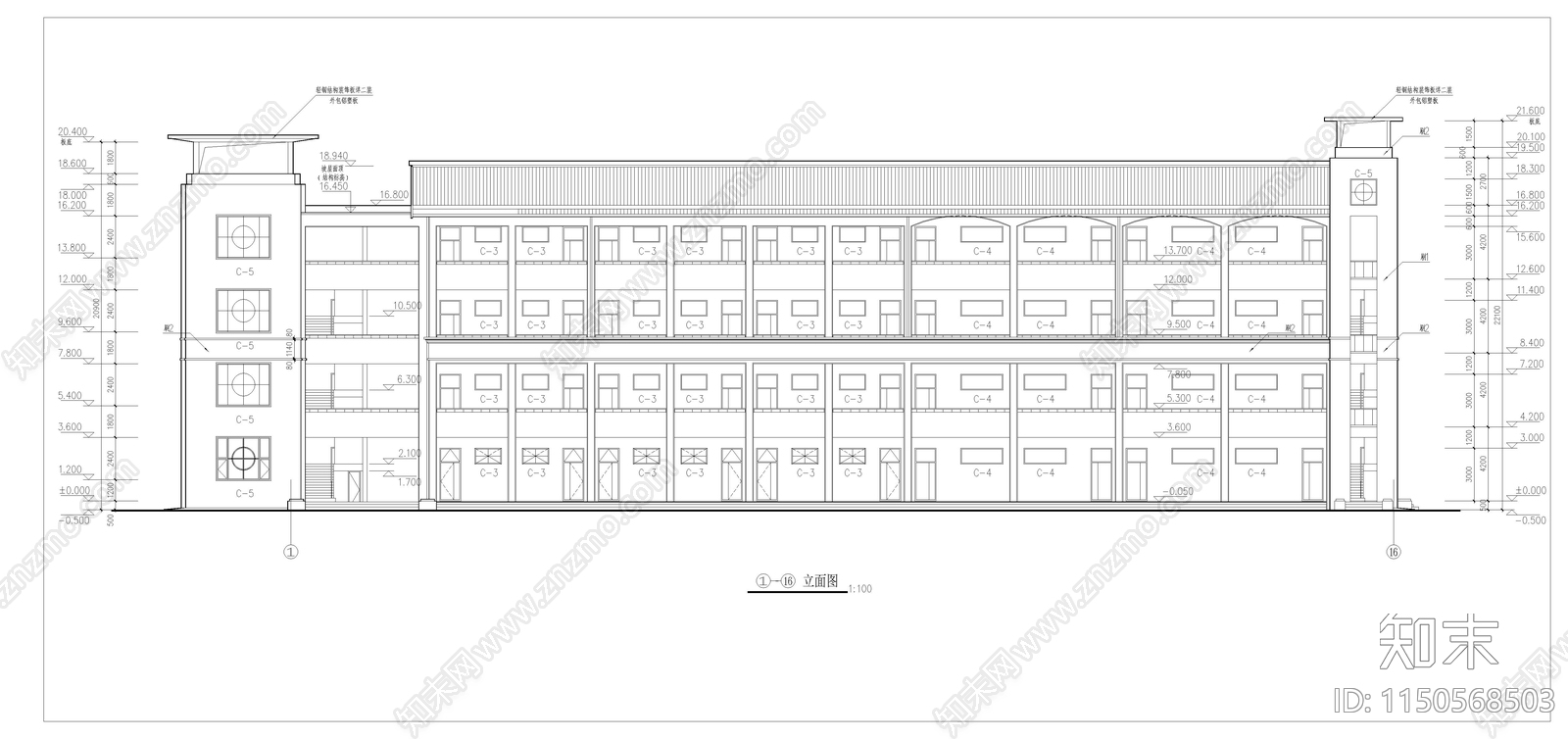 教学楼建筑cad施工图下载【ID:1150568503】