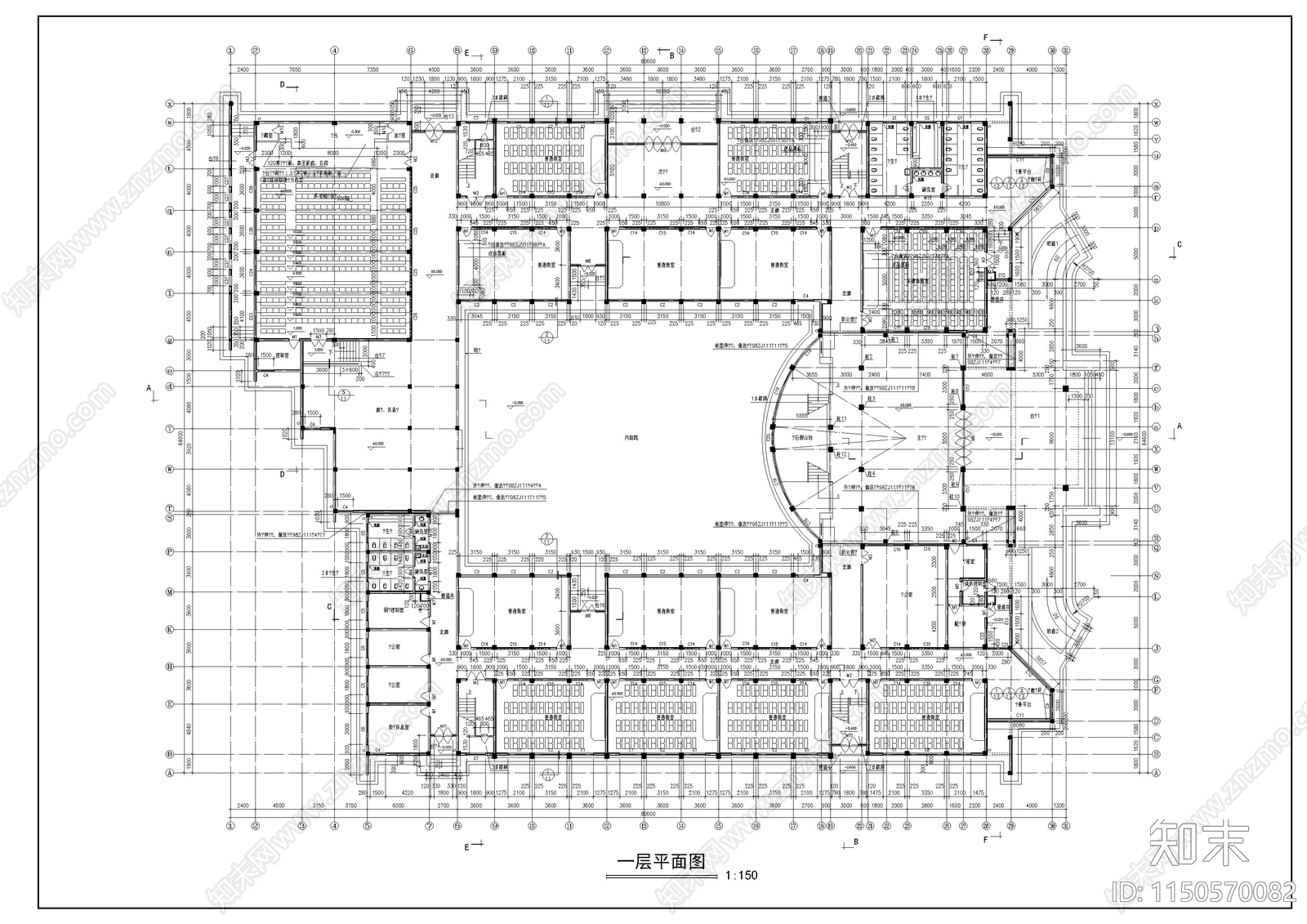 教学楼建筑cad施工图下载【ID:1150570082】