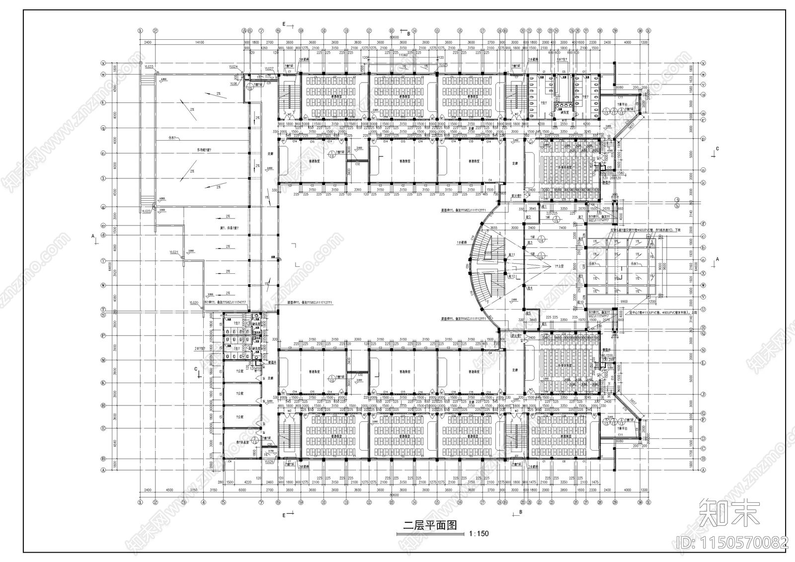 教学楼建筑cad施工图下载【ID:1150570082】