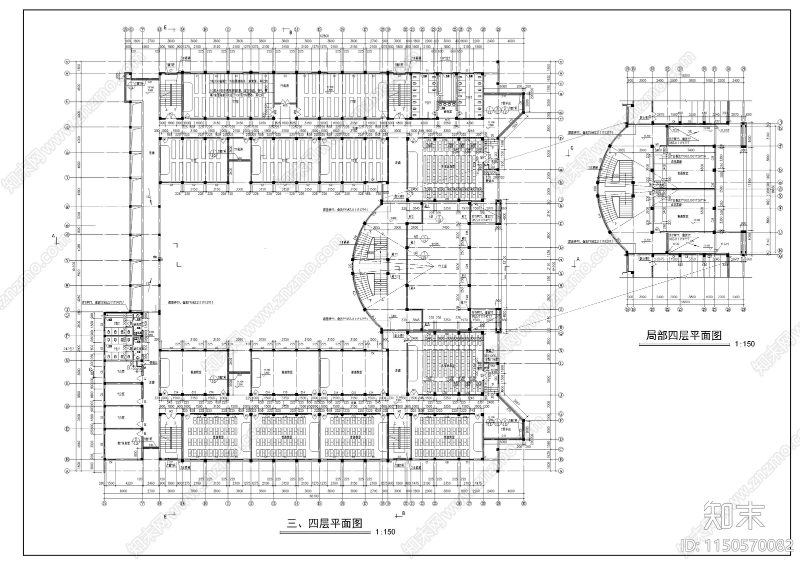 教学楼建筑cad施工图下载【ID:1150570082】