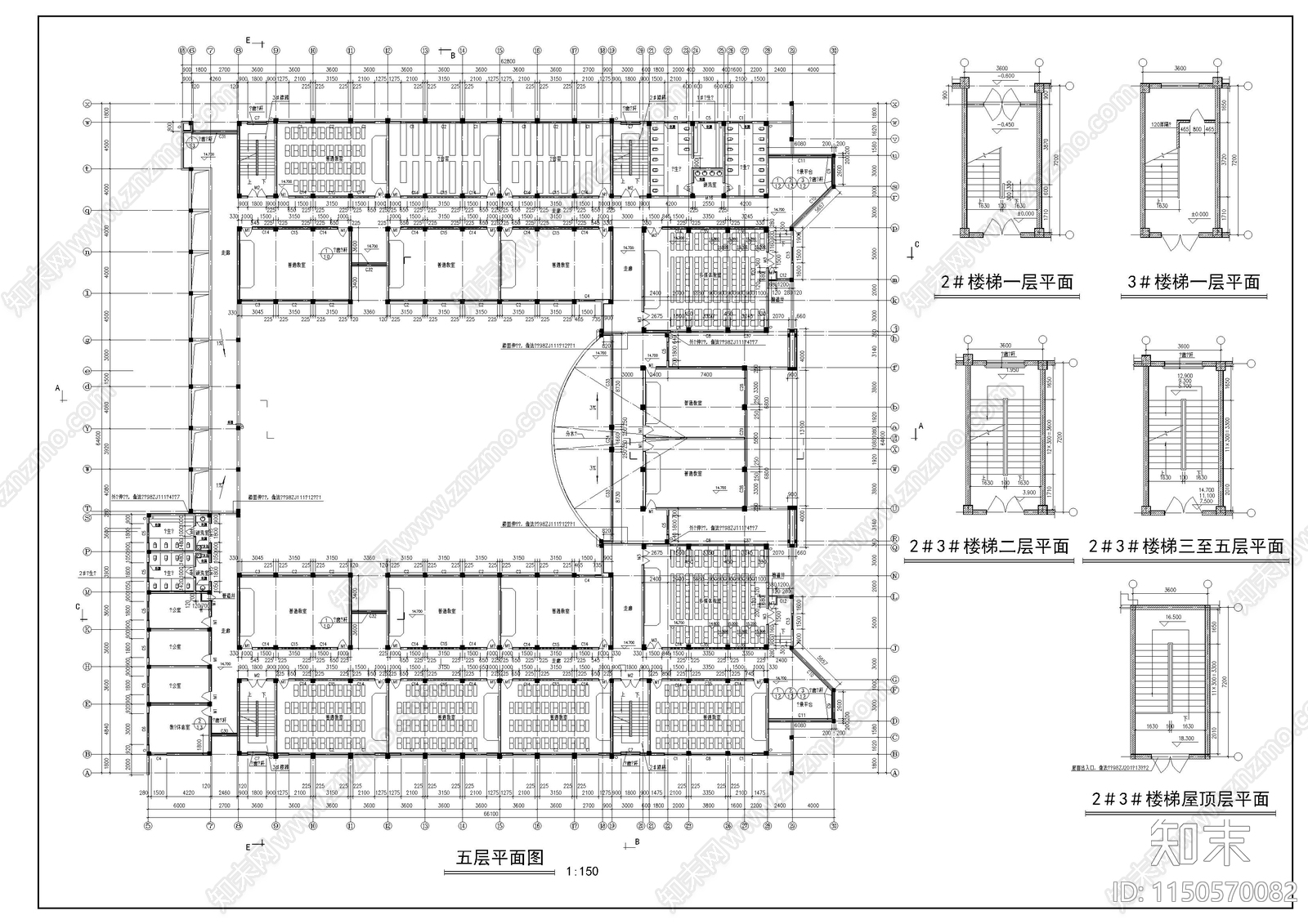 教学楼建筑cad施工图下载【ID:1150570082】