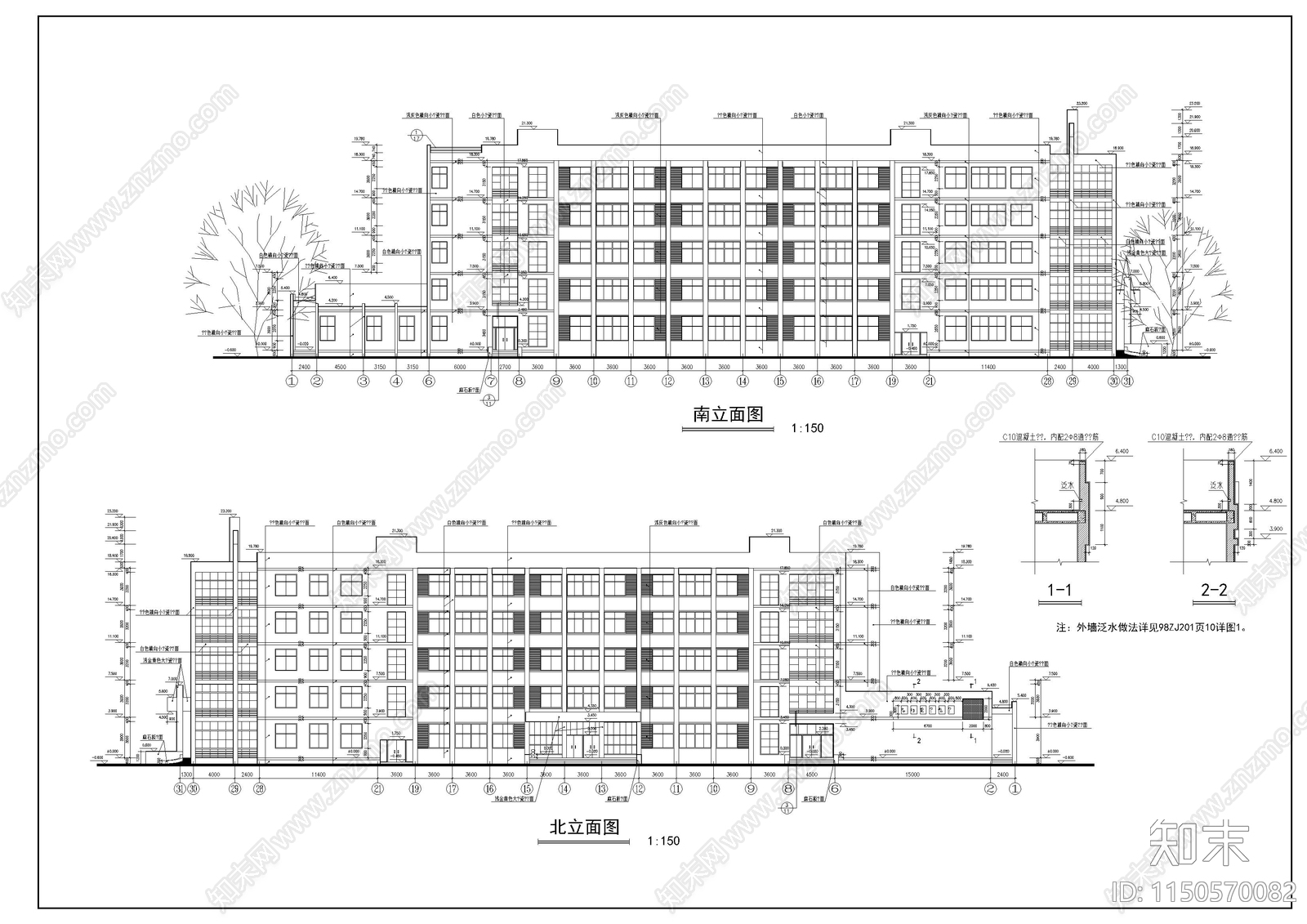 教学楼建筑cad施工图下载【ID:1150570082】