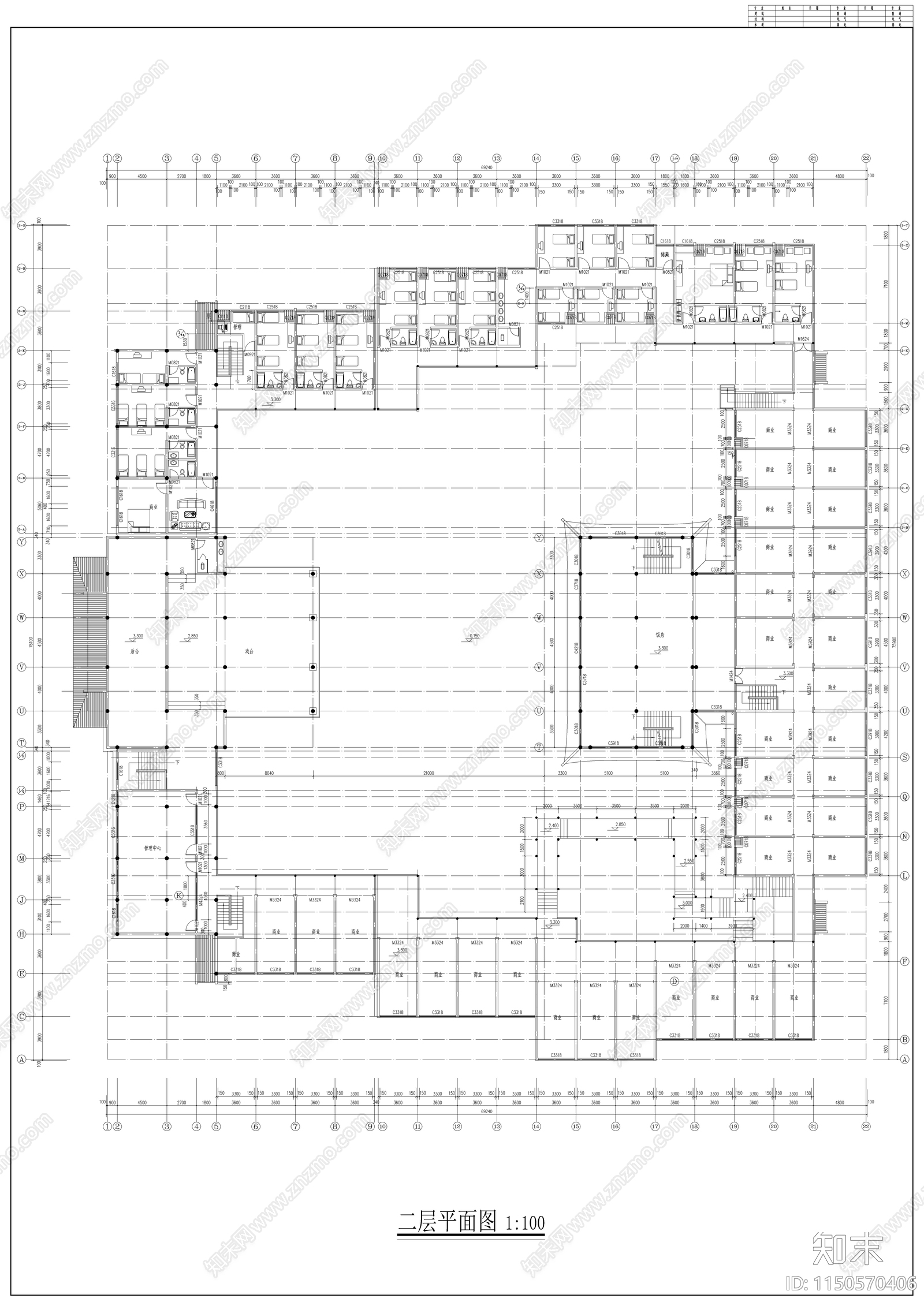 徽式四合院戏楼建筑施工图下载【ID:1150570406】