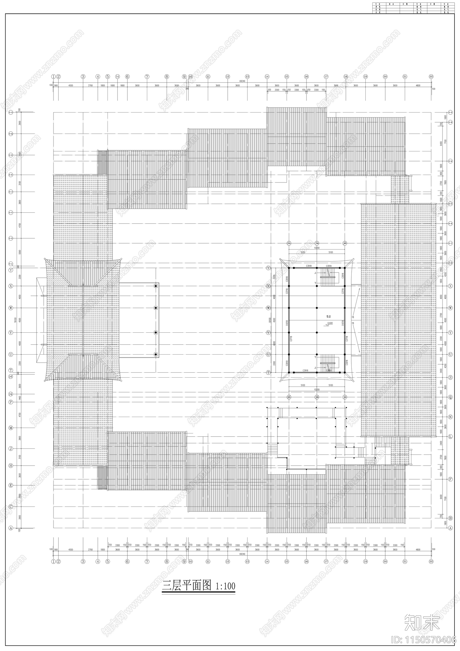 徽式四合院戏楼建筑施工图下载【ID:1150570406】