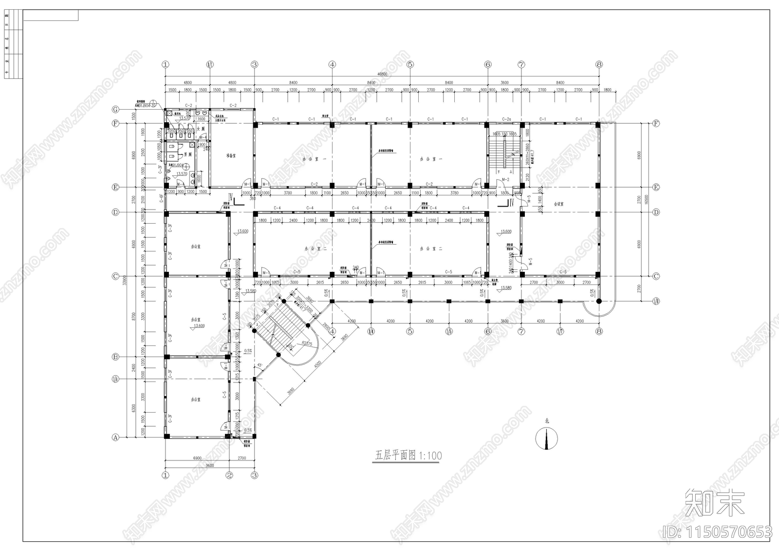 教学楼建筑cad施工图下载【ID:1150570653】