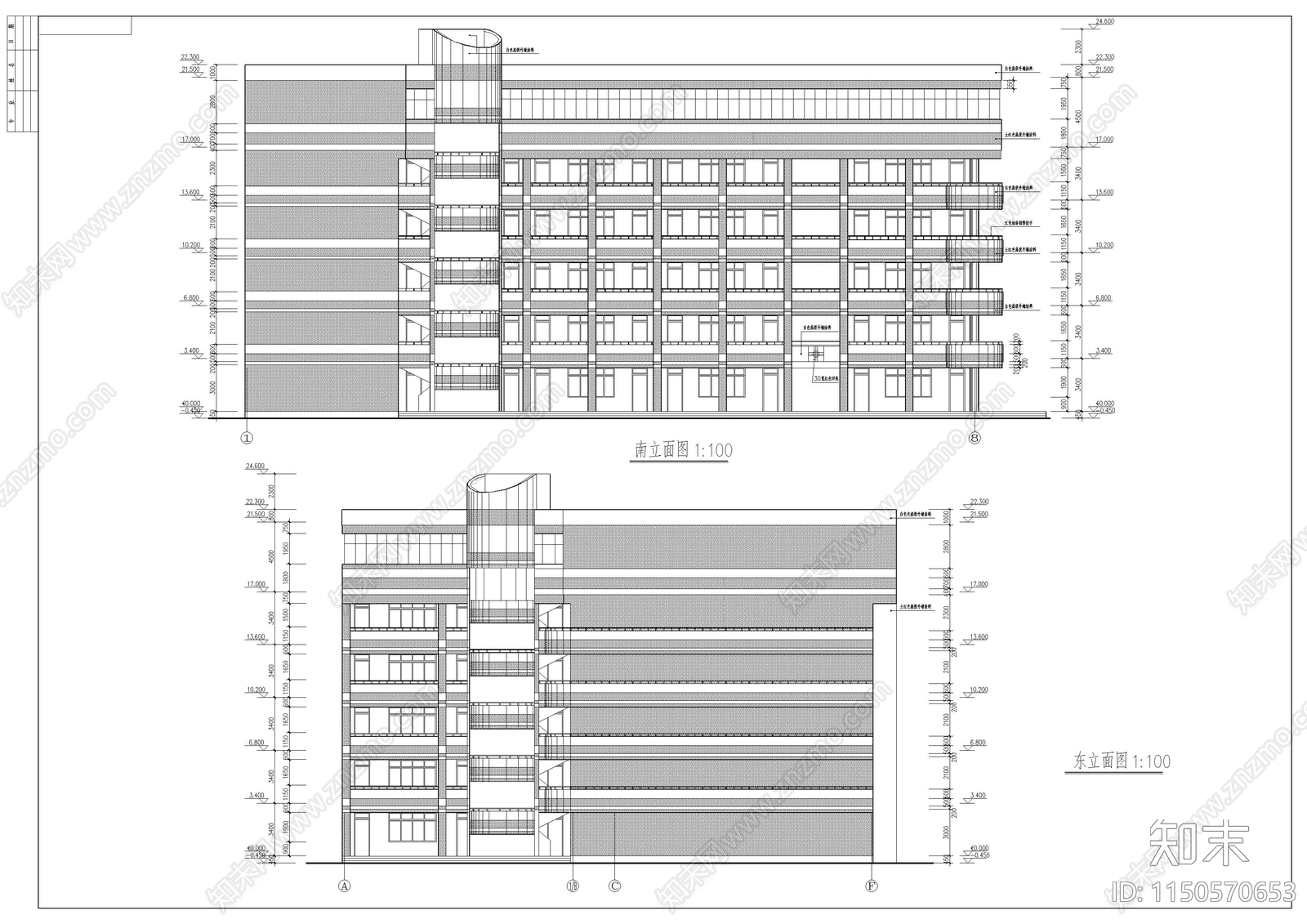 教学楼建筑cad施工图下载【ID:1150570653】