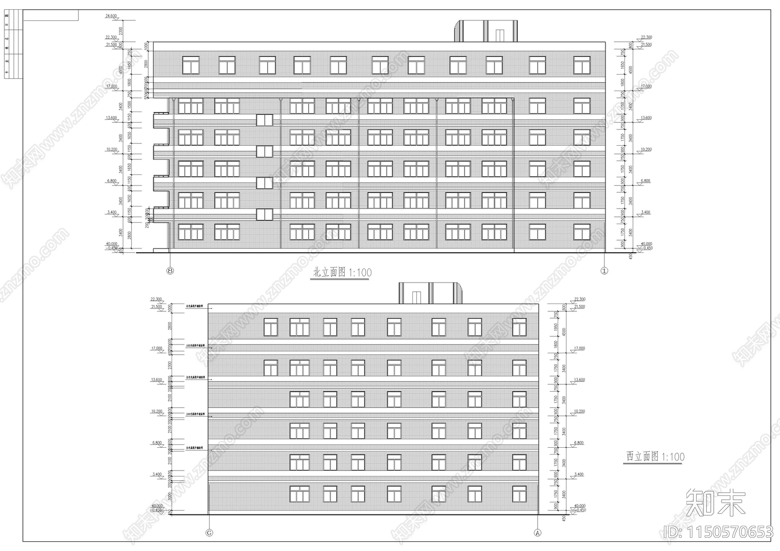 教学楼建筑cad施工图下载【ID:1150570653】