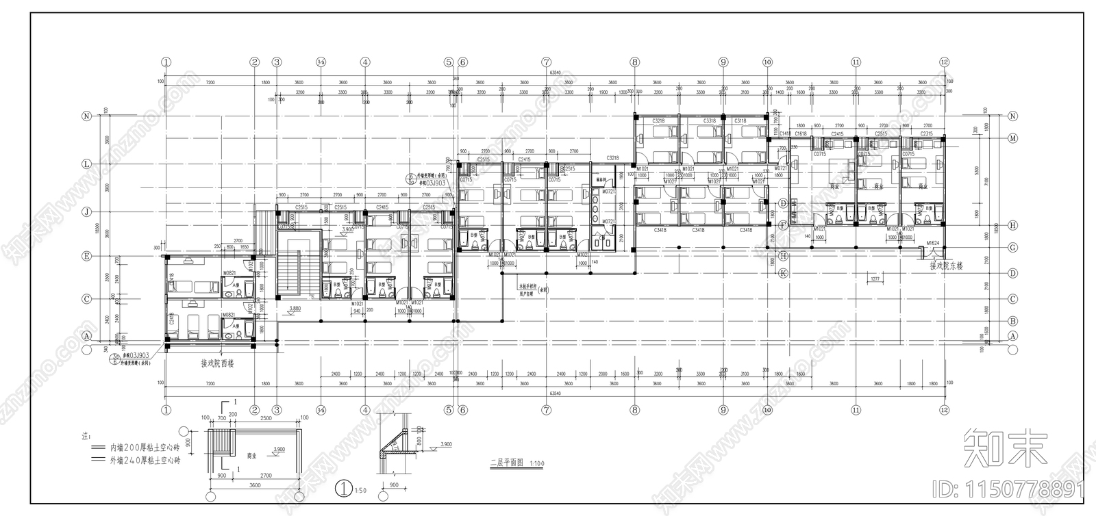 徽式建筑商住楼cad施工图下载【ID:1150778891】