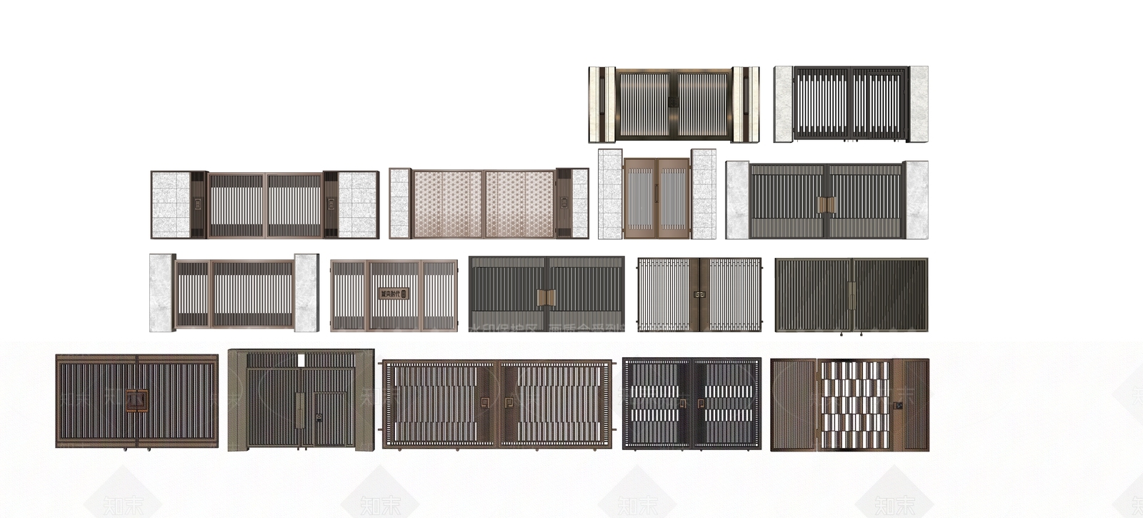 现代景观庭院铁艺大门SU模型下载【ID:1150573573】