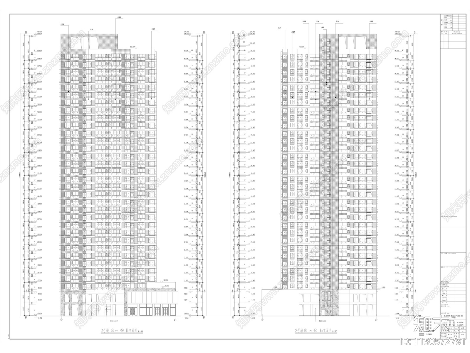 武汉商住楼小区建筑cad施工图下载【ID:1150572791】