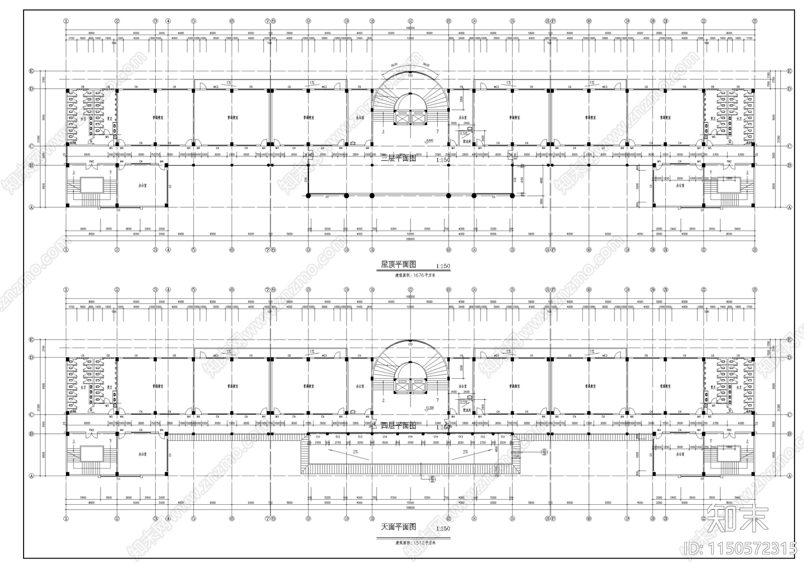 教学楼建筑cad施工图下载【ID:1150572315】