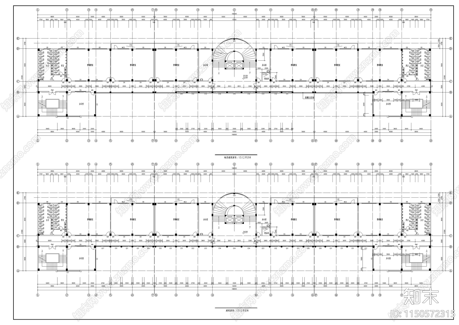 教学楼建筑cad施工图下载【ID:1150572315】