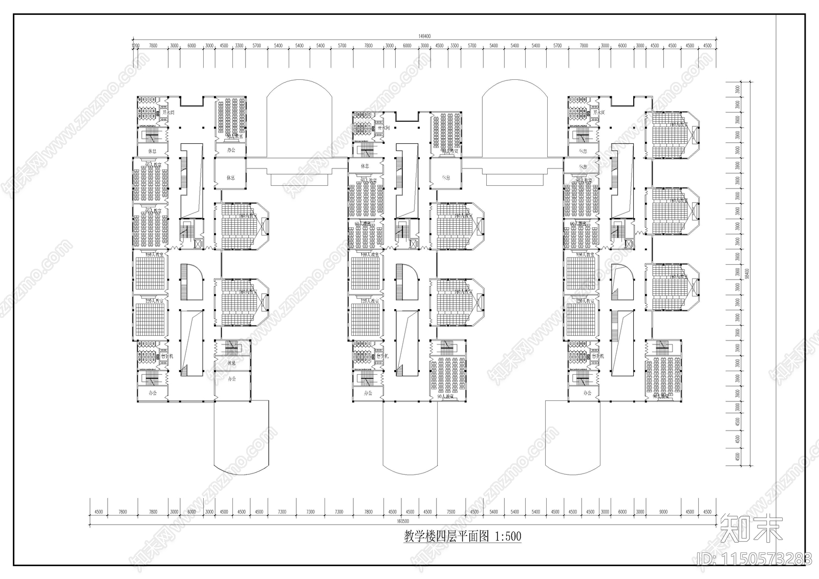 教学楼建筑cad施工图下载【ID:1150573283】