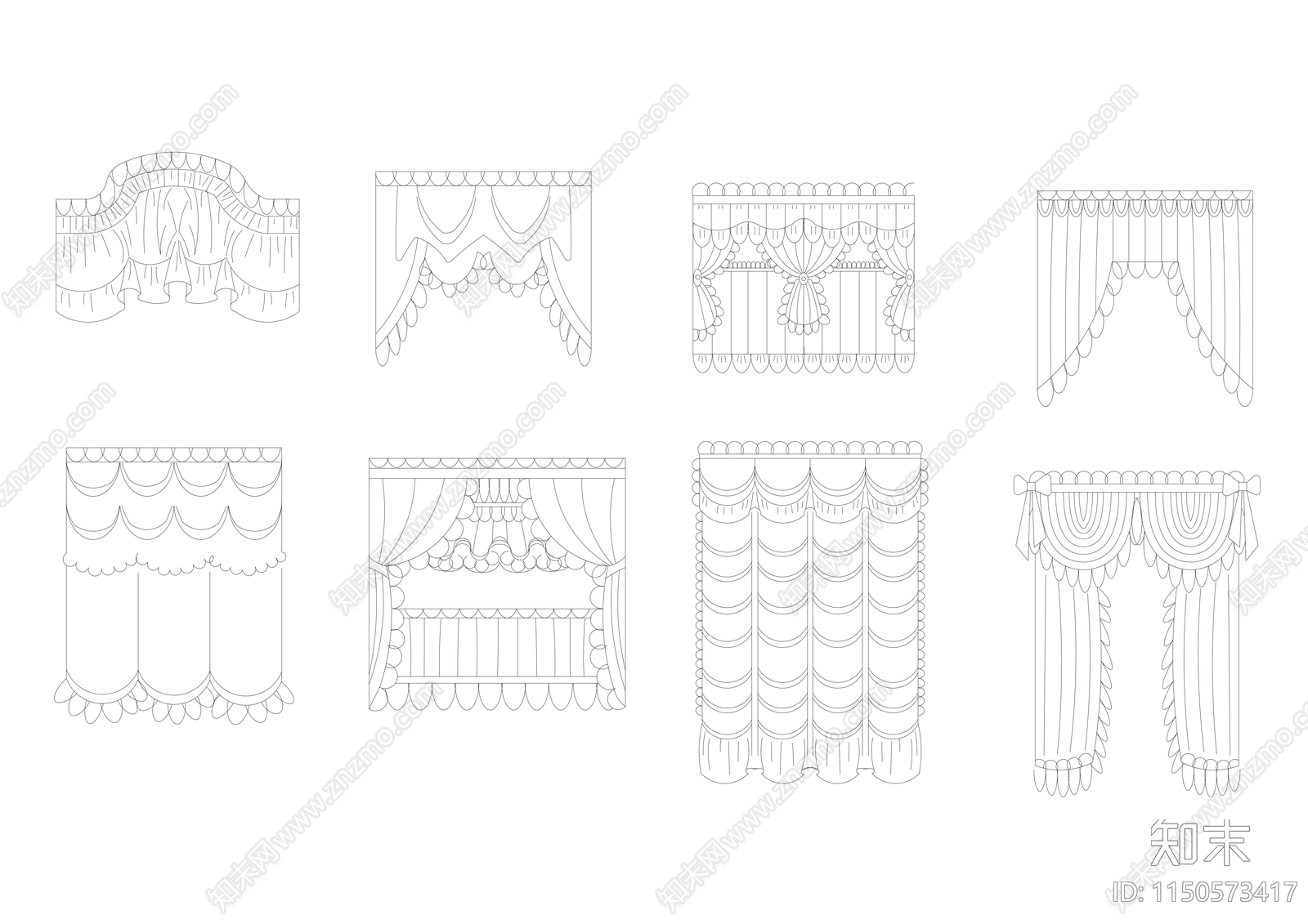 54种窗帘cad施工图下载【ID:1150573417】