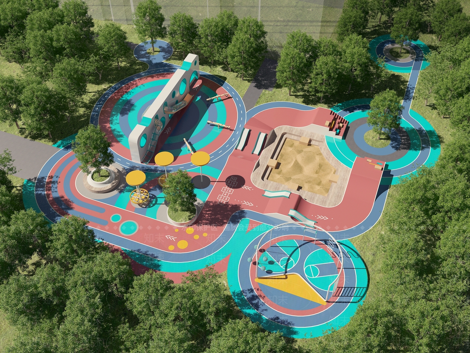 现代儿童游乐区3D模型下载【ID:1150574179】