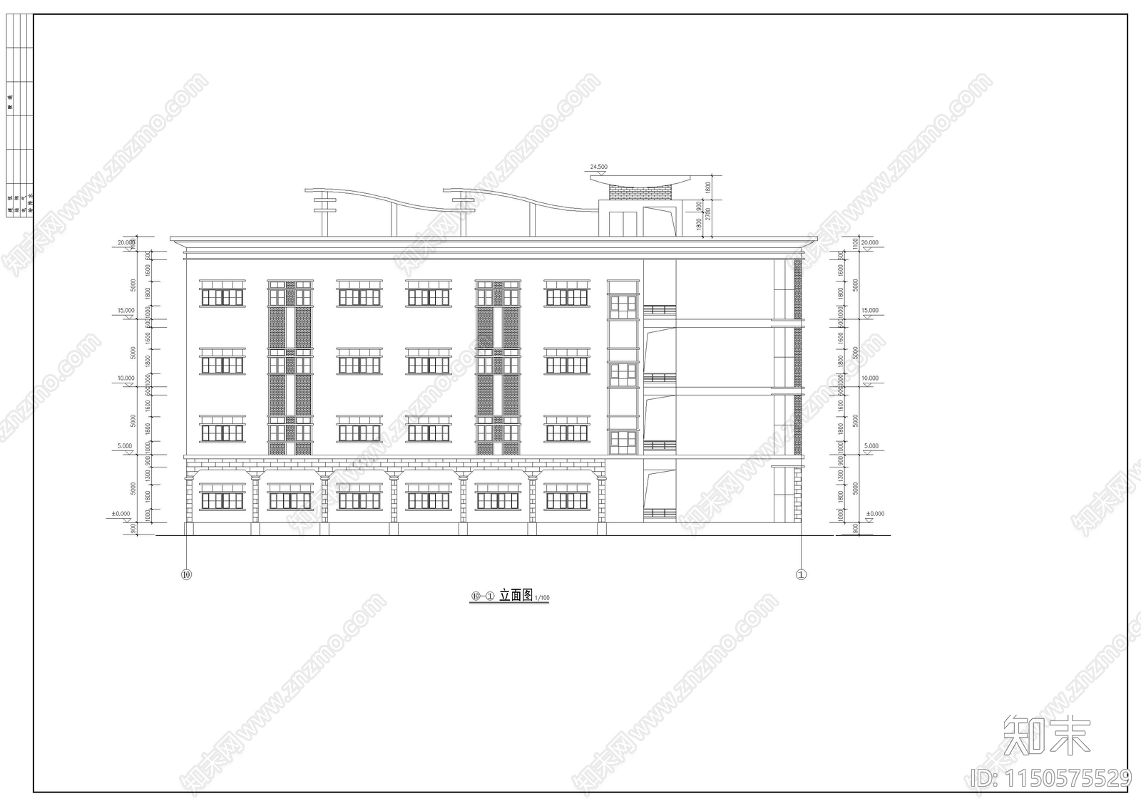 教学楼建筑cad施工图下载【ID:1150575529】