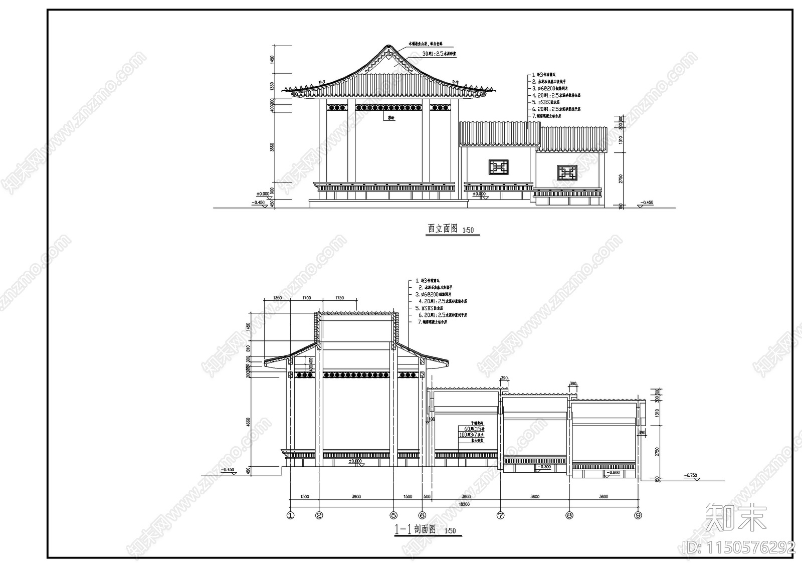 六角亭景观cad施工图下载【ID:1150576292】