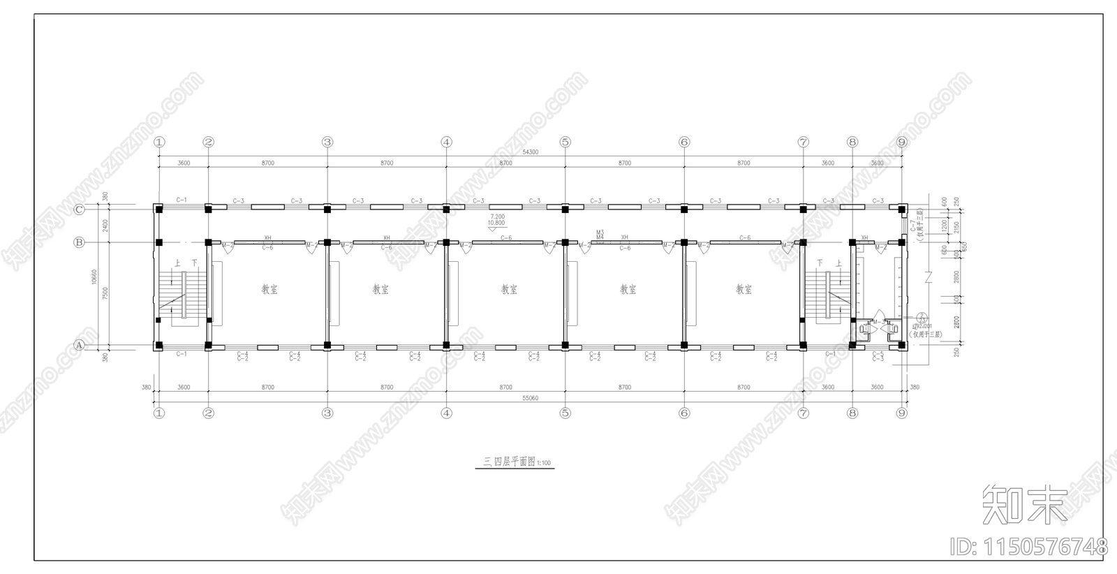 辽宁中学建筑cad施工图下载【ID:1150576748】