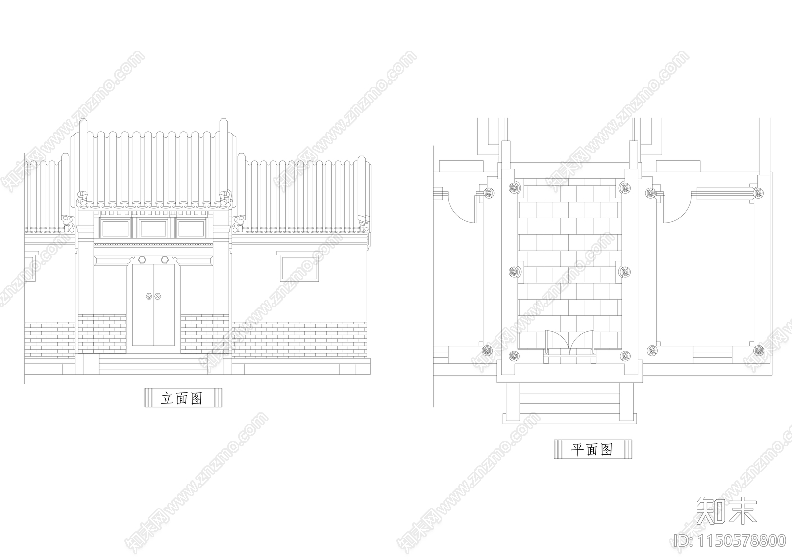 10种古建筑门头门面图cad施工图下载【ID:1150578800】