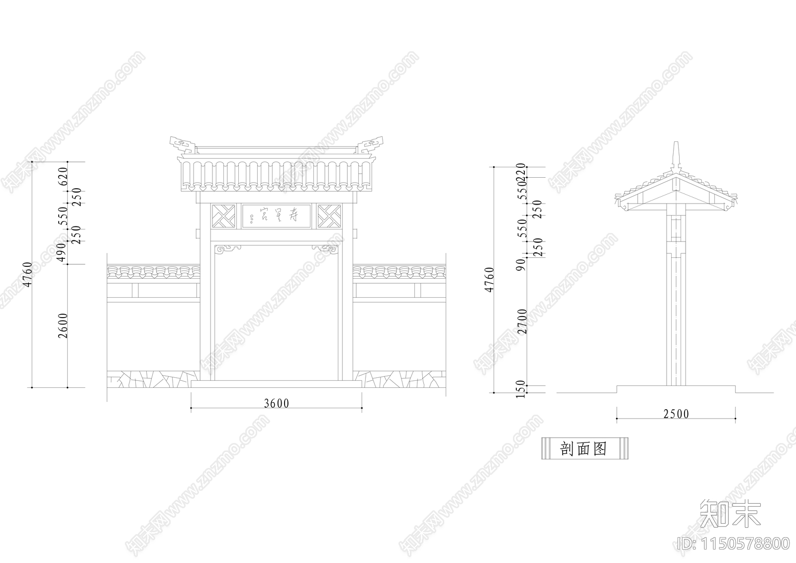 10种古建筑门头门面图cad施工图下载【ID:1150578800】