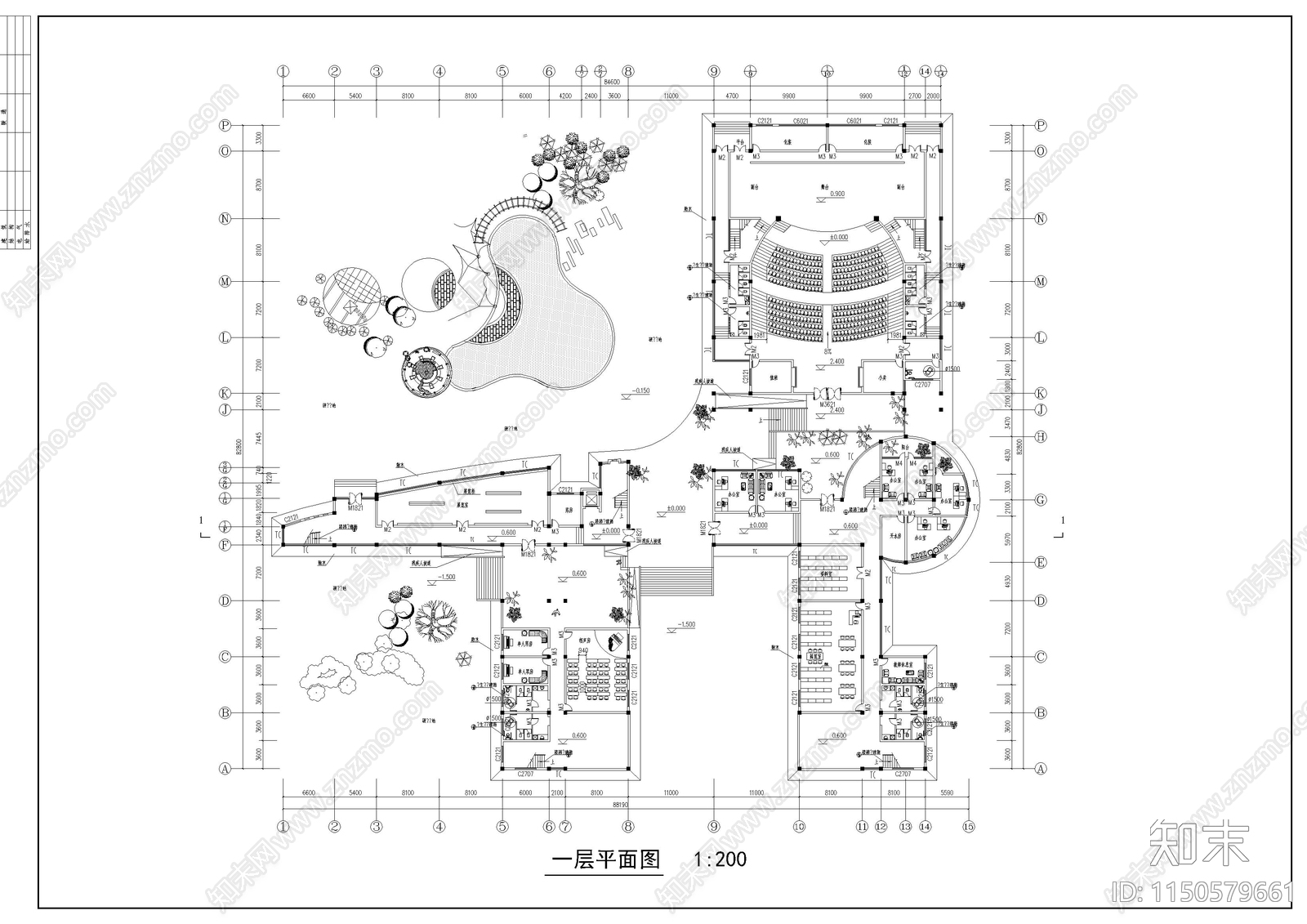 某高校艺术中心设计建筑cad施工图下载【ID:1150579661】