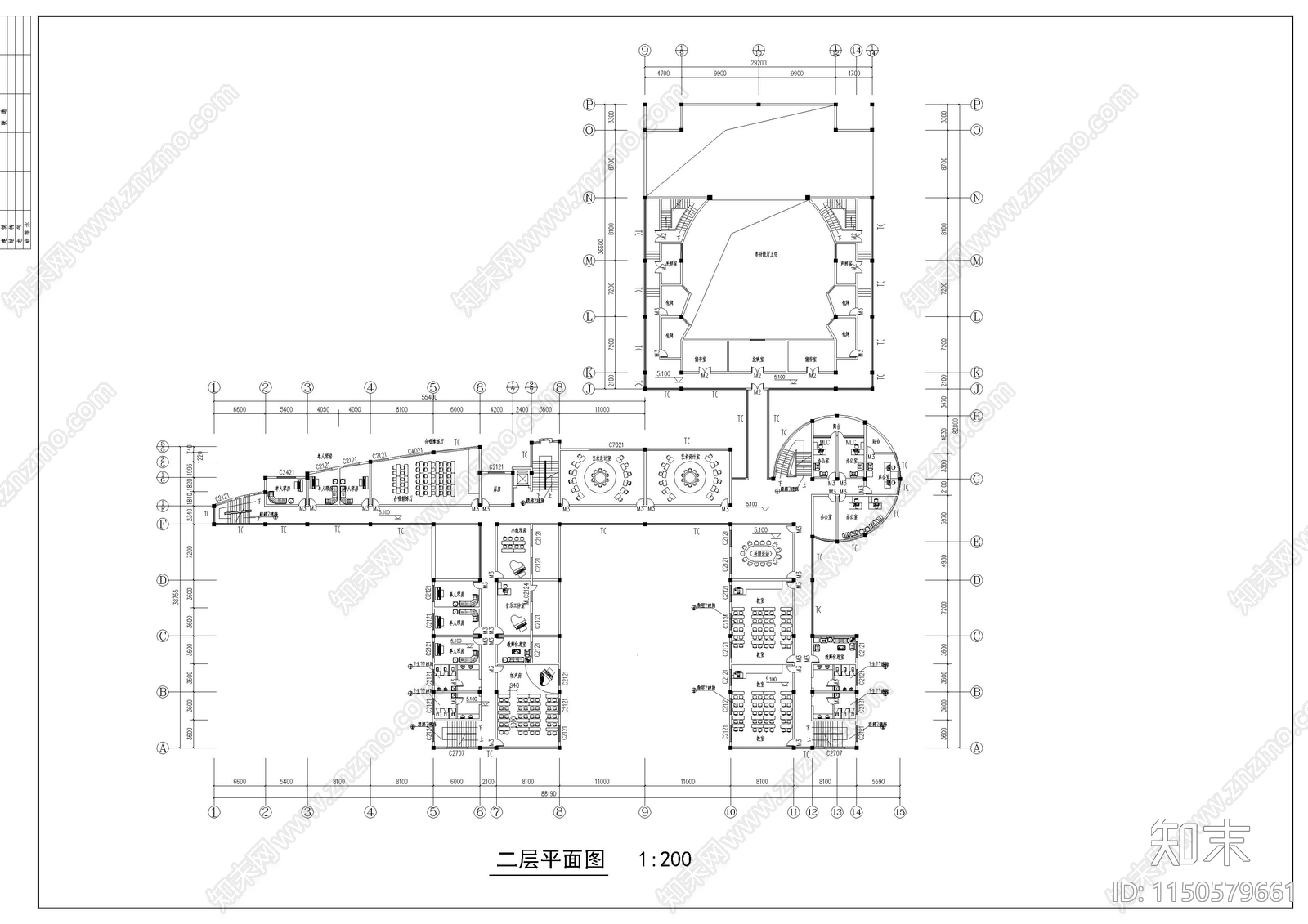 某高校艺术中心设计建筑cad施工图下载【ID:1150579661】