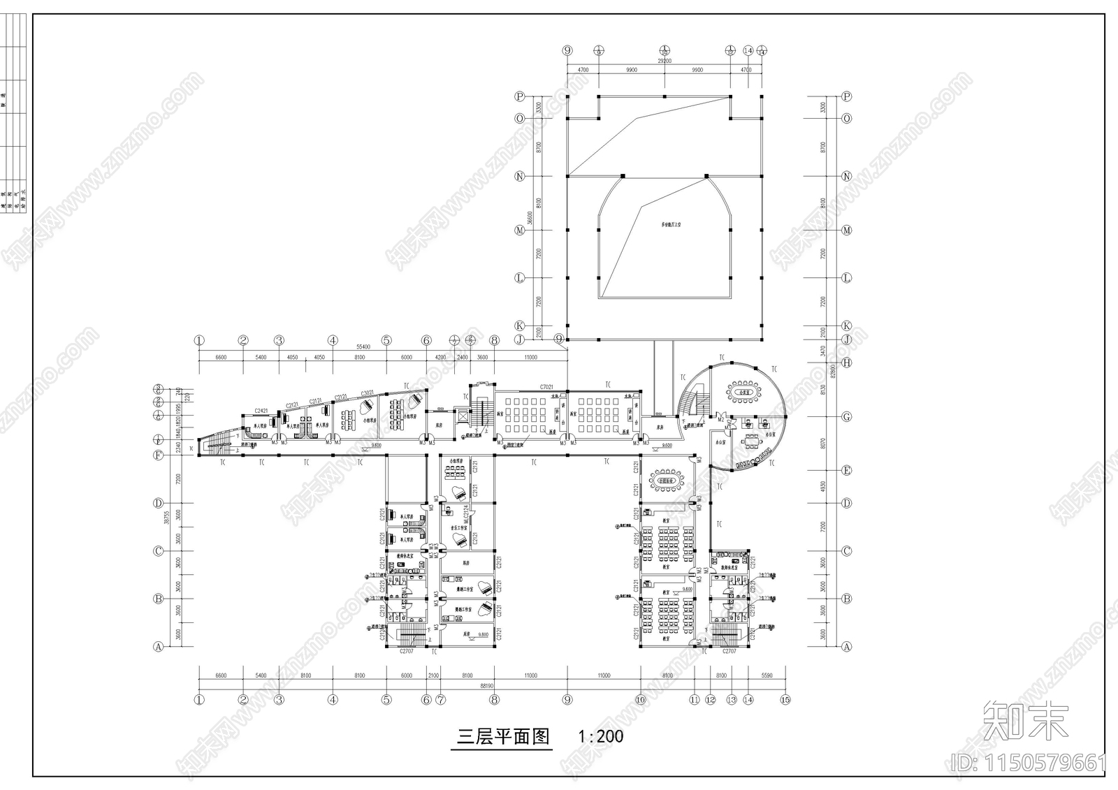 某高校艺术中心设计建筑cad施工图下载【ID:1150579661】