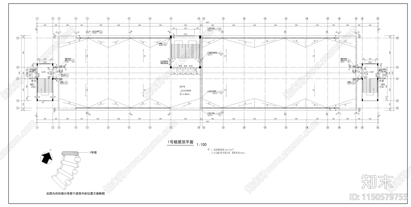 某技术学院教学楼建筑cad施工图下载【ID:1150579755】