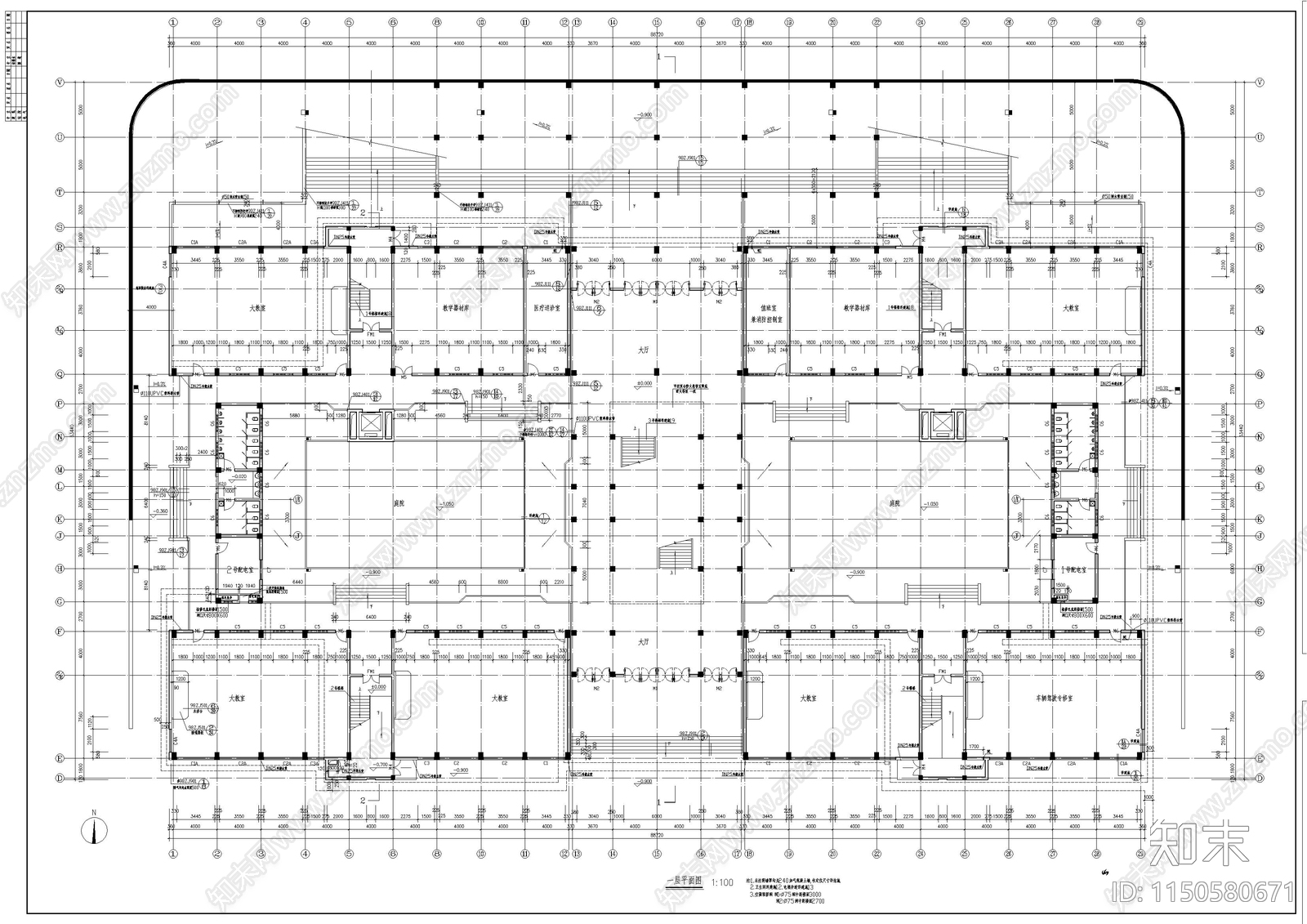 某教学楼建筑cad施工图下载【ID:1150580671】