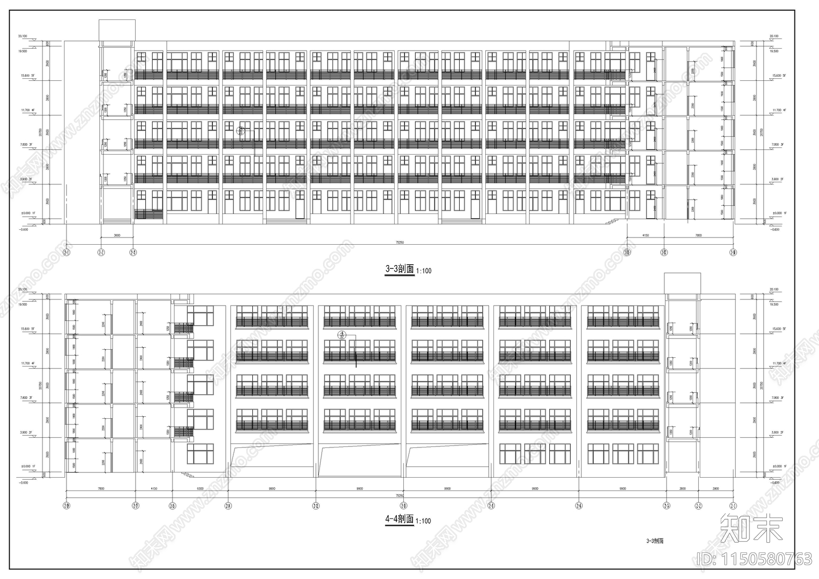 某教学楼建筑cad施工图下载【ID:1150580763】