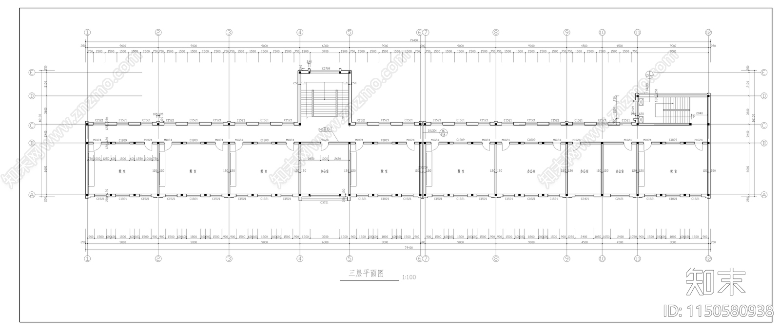 某农村小学教学楼建筑cad施工图下载【ID:1150580938】