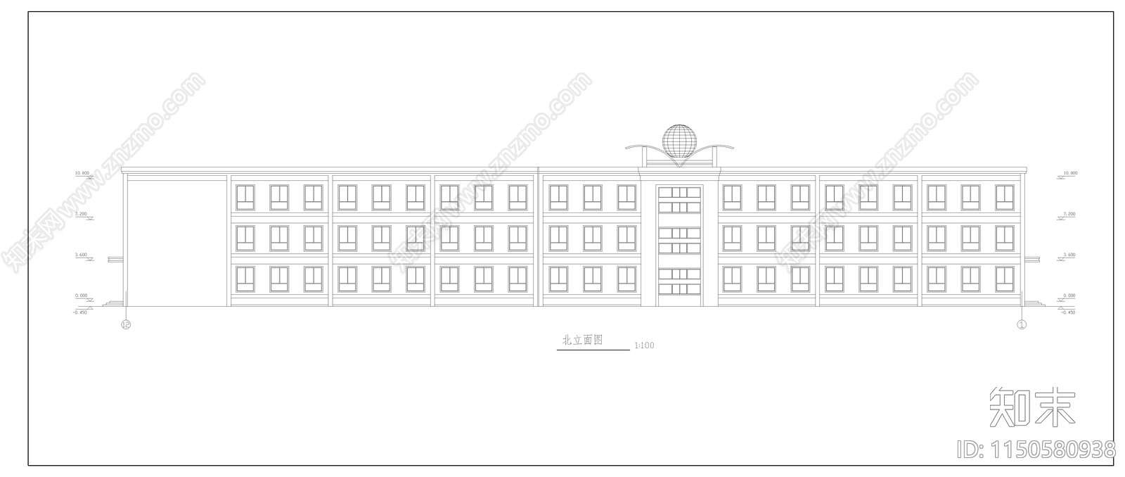某农村小学教学楼建筑cad施工图下载【ID:1150580938】