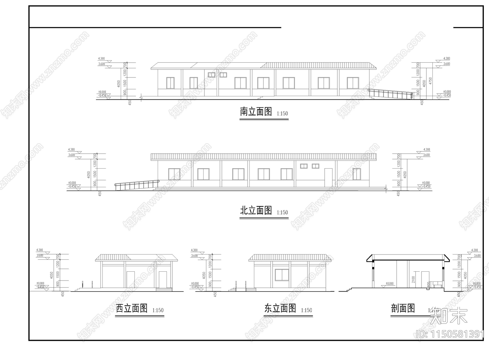 某农村中学建筑cad施工图下载【ID:1150581391】