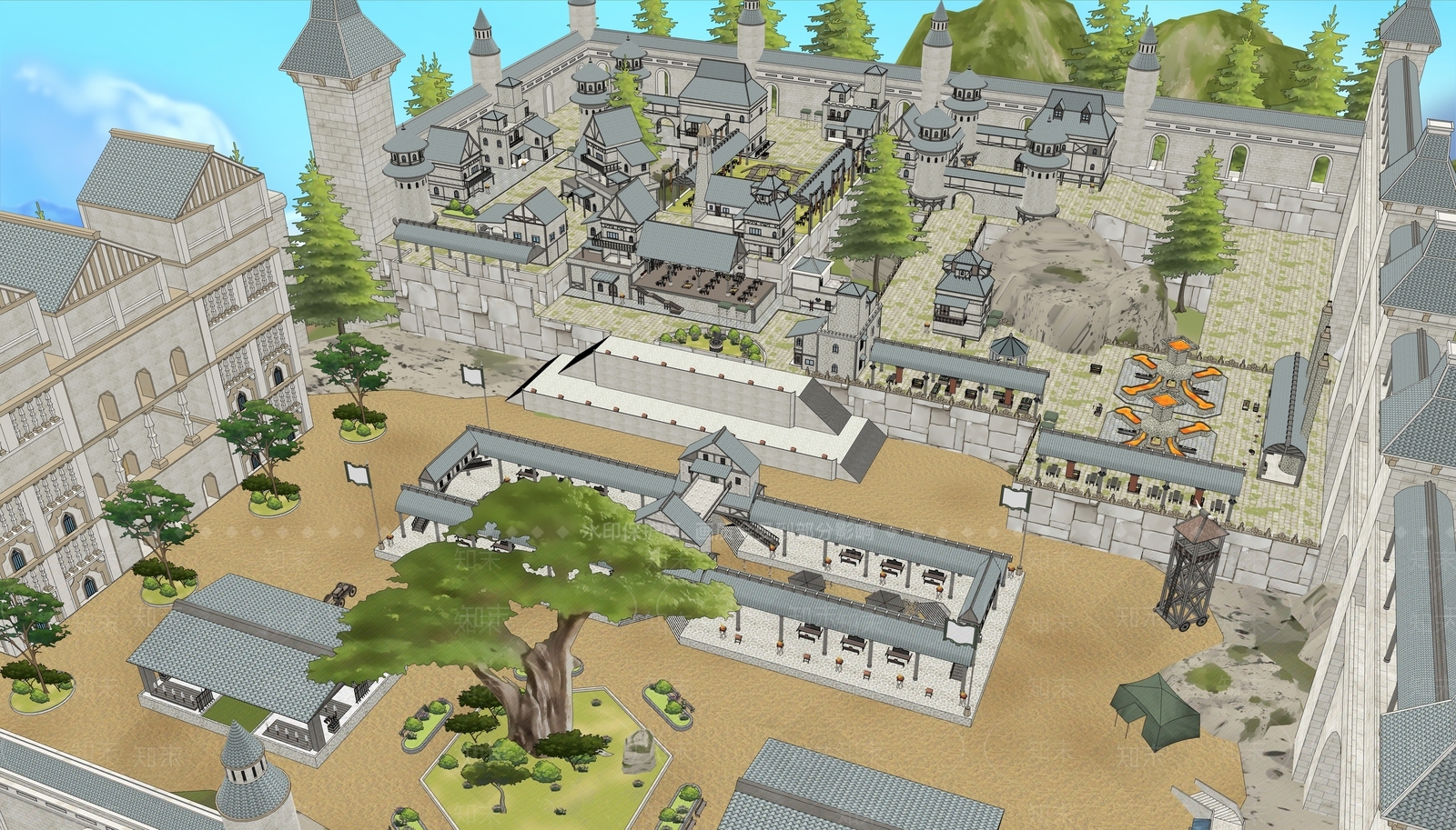 简欧堡垒王国SU模型下载【ID:1150581567】