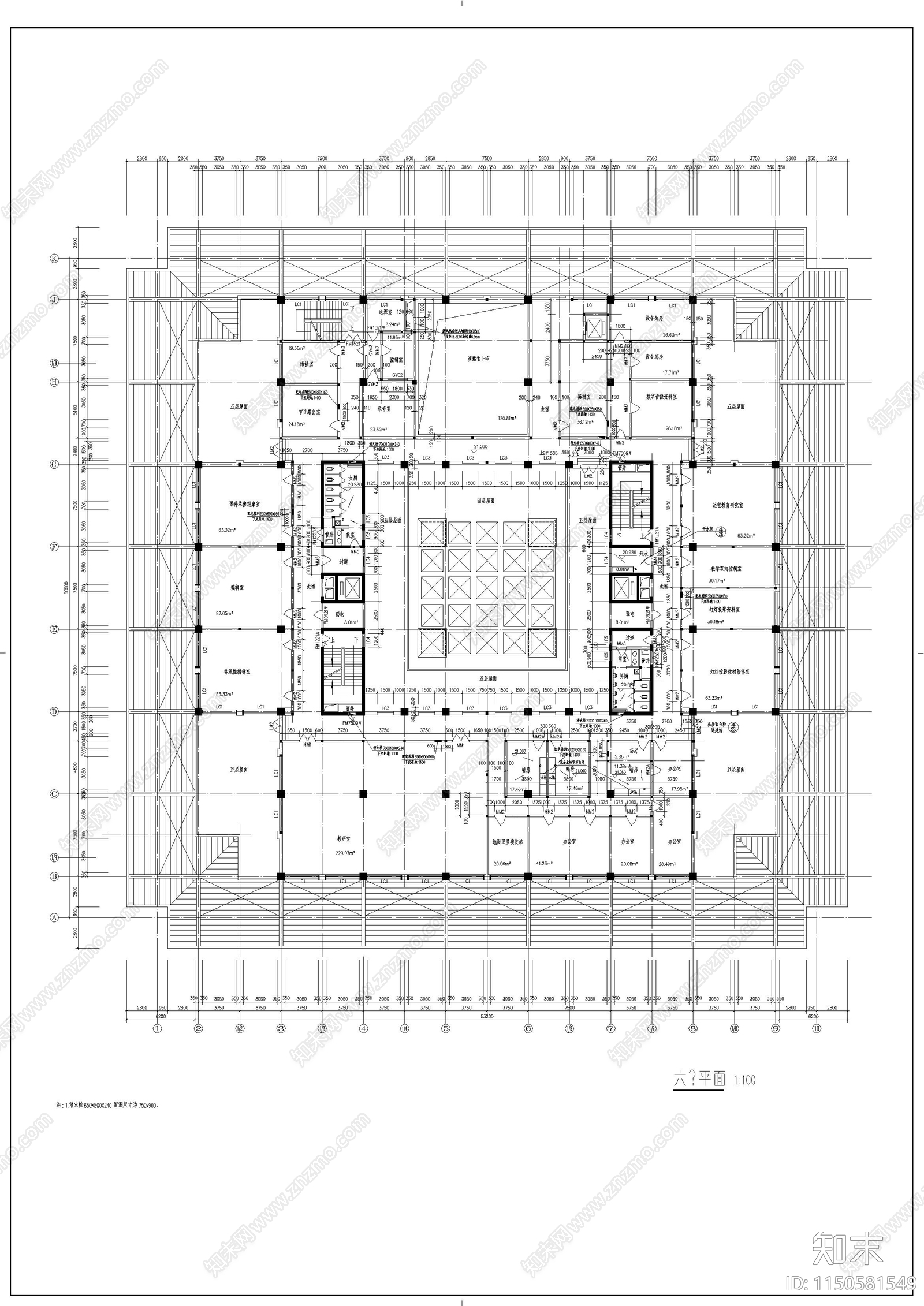 某师范学院图书馆建筑cad施工图下载【ID:1150581549】