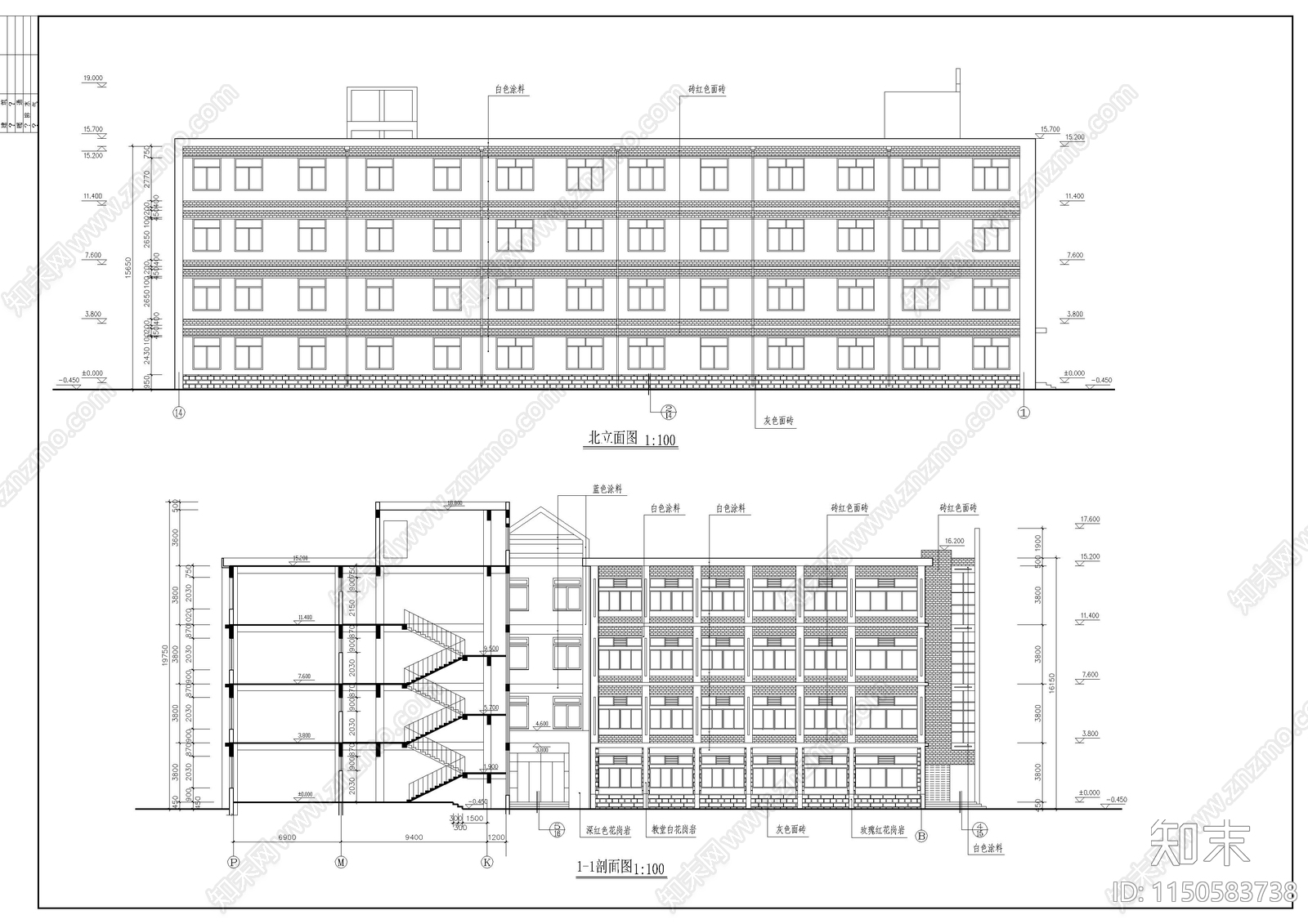 某小学校教学楼建筑cad施工图下载【ID:1150583738】