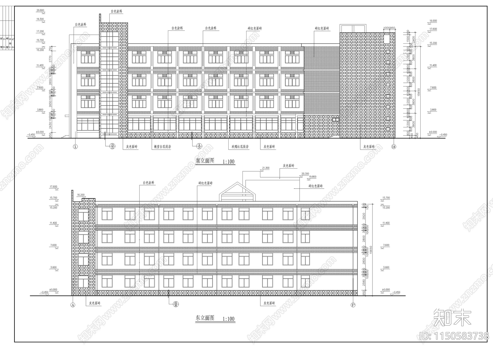 某小学校教学楼建筑cad施工图下载【ID:1150583738】