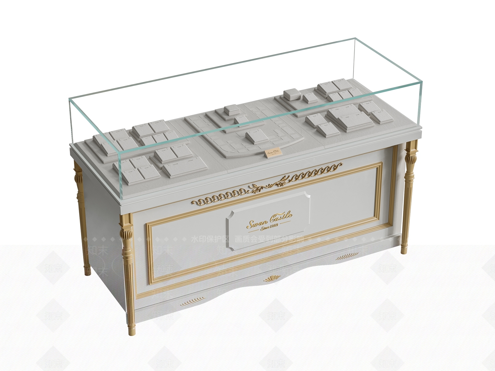 欧式时尚珠宝展柜3D模型下载【ID:1150586227】