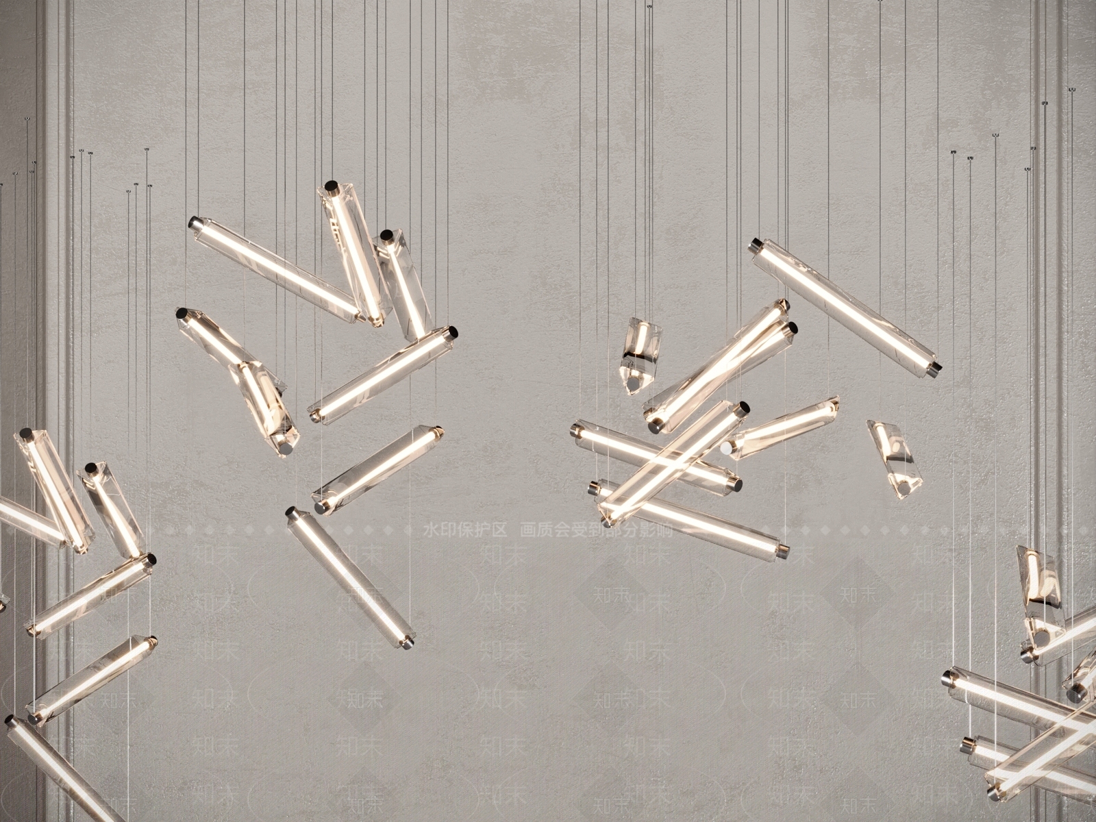 现代玻璃吊灯3D模型下载【ID:1150587590】