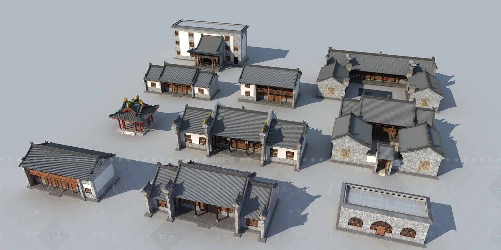 中式古建筑SU模型精品下载_SketchUp模型_知末网